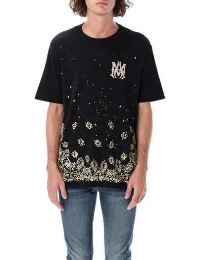 【AMIRI】ブリーチ バンダナパッチTシャツ Amiri Black Bandana Bleach Paint Splatter-print T-shirt