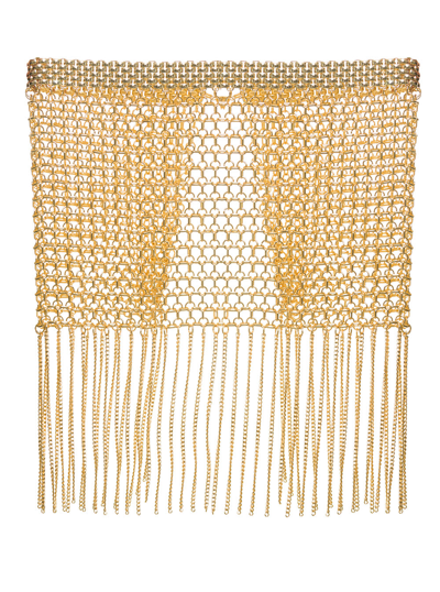 Silvia Gnecchi Chain Miniskirt With Fringes In Neutrals