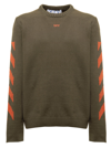 Off-white Off White Mans Green Diag Arrow Cotton Blend Sweater In Green