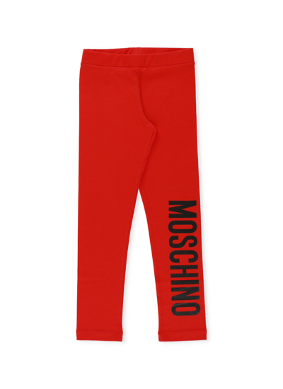 Moschino Kids' Leggings With Logo In Poppy Red