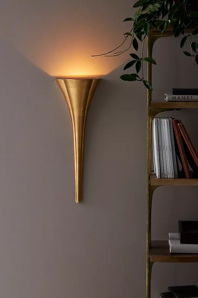 Anthropologie Flute Sconce In Gold