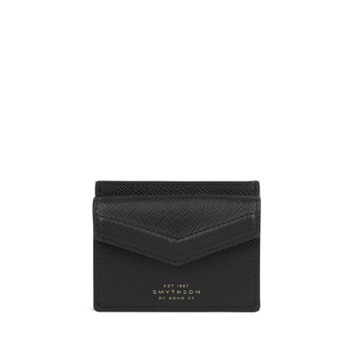 Smythson Envelope Card Case With Coin Purse In Panama In Black