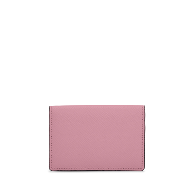 Smythson Folded Card Case With Snap Closure In Panama In Rose