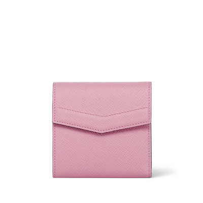 Smythson Envelope Compact Wallet In Panama In Rose