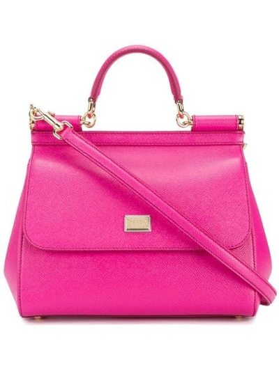 Dolce & Gabbana Miss Sicily Medium Leather Shoulder Bag In Pink