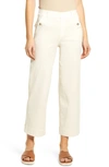 Spanx Stretch Twill Wide Leg Crop Pants In Parchment