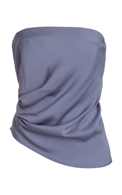 Christopher Esber Cowl-neck Corseted Stretch-woven Top In Blue