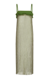 Christopher Esber Women's Denim Bust Crystal Net Midi Dress In Green