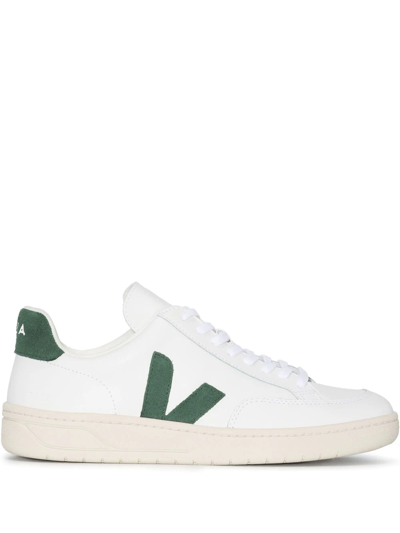 Veja White V-12 Low Top Leather Sneakers