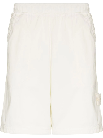 Stone Island White Ghost Cotton Bermuda Shorts In Neutrals