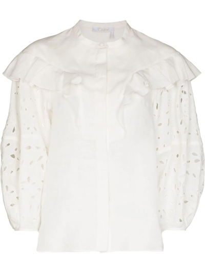 CHLOÉ BRODERIE-ANGLAISE RUFFLED BLOUSE