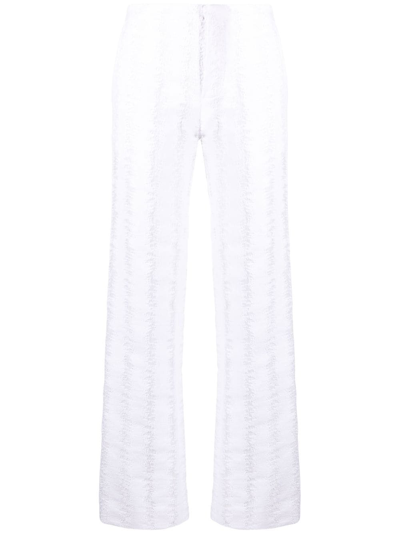 Cecilie Bahnsen Distressed Flared Trousers In White