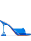 Amina Muaddi Lupita Glass Pvc And Leather Mules In Blau