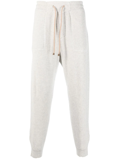 Brunello Cucinelli Cashmere Track Pants In Grigio