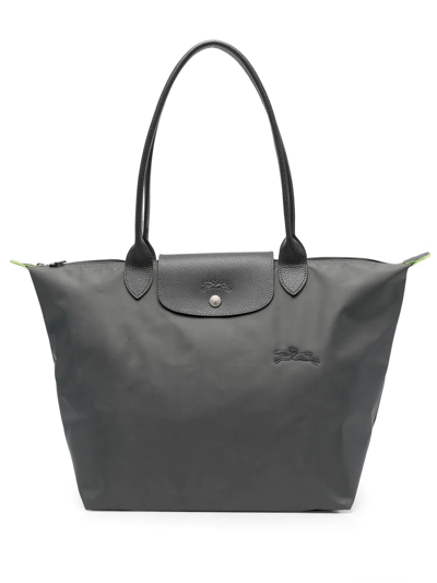 Longchamp Le Pliage Green Large Canvas Bag In Grey