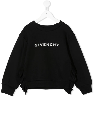 Givenchy Kids' Logo-print Ruffle-detail Sweatshirt In Schwarz