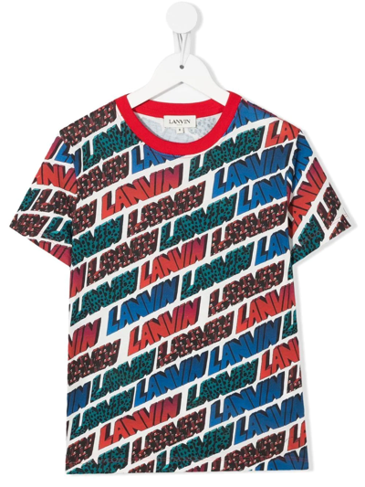 Lanvin Enfant All-over Logo-print T-shirt In Rot