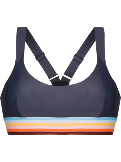 The Upside Rainbow-stripe Sports Bra In Blau
