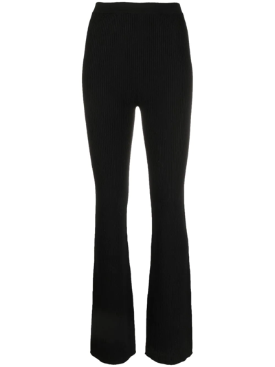 Rick Owens Ribbed Wide-leg Trousers In Schwarz