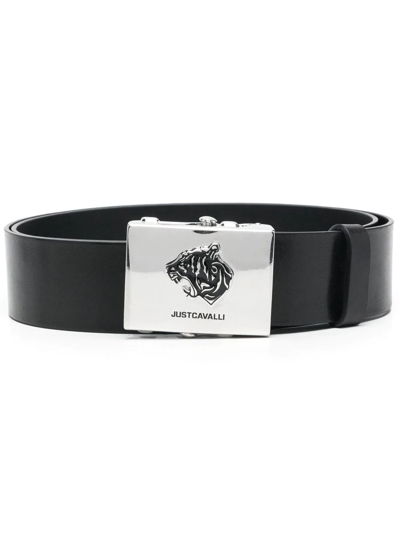 Just Cavalli Logo Buckle Belt In Black