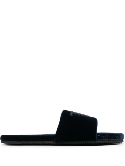 Tom Ford Embroidered-logo Detail Slides In Blue