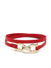 Ferragamo Gancini Double Leather Bracelet In Rot