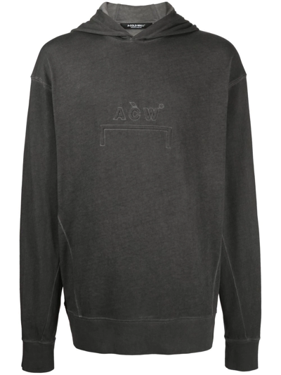 A-cold-wall* Embossed-logo Long-sleeve Hoodie In Grau