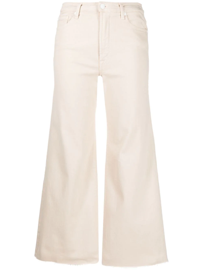 7 For All Mankind The Cropped Wide-leg Jeans In White