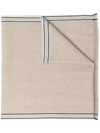 Brunello Cucinelli Striped-border Cashmere Scarf In Nude