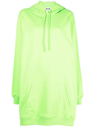 Msgm Logo-print Hooded Jumper Dress In Grün