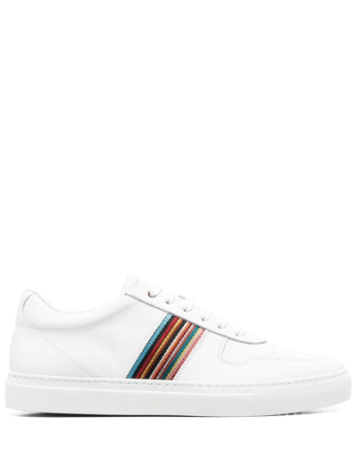 Paul Smith Fermi Artist-stripe Leather Sneakers In White