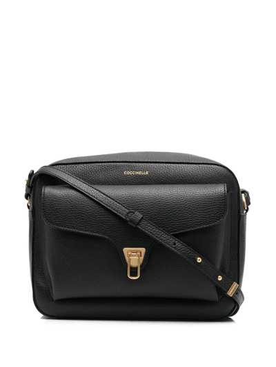 Coccinelle Soft Leather Shoulder Bag In Black