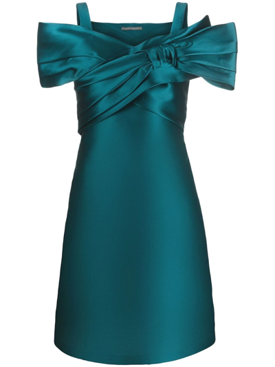 Alberta Ferretti V-neck Short Dress In Verde