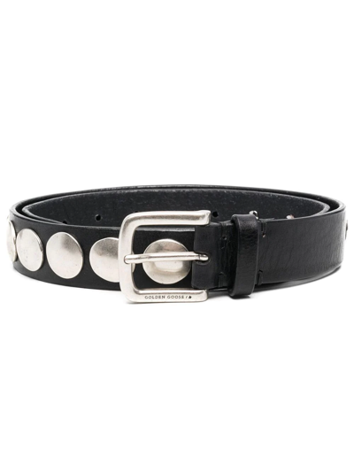 Golden Goose Belt Trinidad Washed Leather Studs In Black