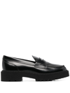 Hogan H543 Moccasins In Brushed Leather In Schwarz