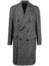 Tagliatore Herringbone-pattern Double-breasted Coat In Black