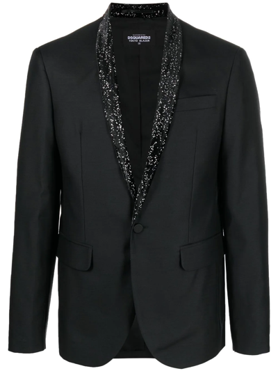 Dsquared2 Metallic-detail Single-breasted Blazer In Schwarz