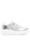 Jimmy Choo Diamond Light Maxi Leather Low-top Trainers In Silver