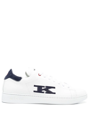 Kiton Monogram-embroidered Low-top Sneakers In White,military Green