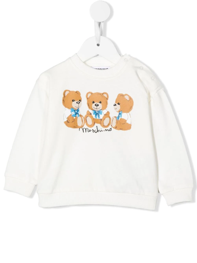 Moschino Babies' Teddy Bear Print Sweatshirt In White