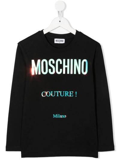 Moschino Kids' Logo-print Long-sleeve T-shirt In Schwarz