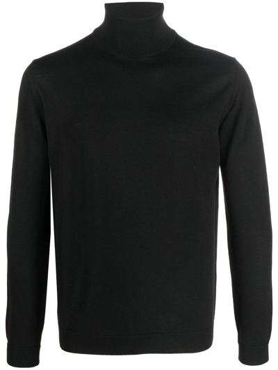 Roberto Collina Roll Neck Knitted Jumper In Black