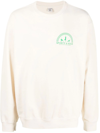 Sporty And Rich Fitness Group Logo-print Sweatshirt In Nude