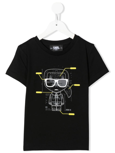 Karl Lagerfeld Kids' Karl Print Organic Cotton T-shirt In Black