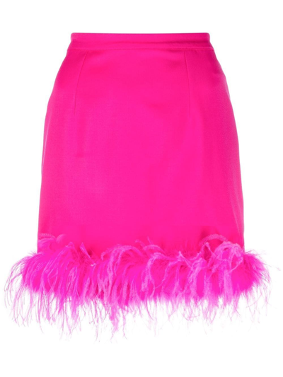 Styland Feather-trim Mini Skirt In Rosa