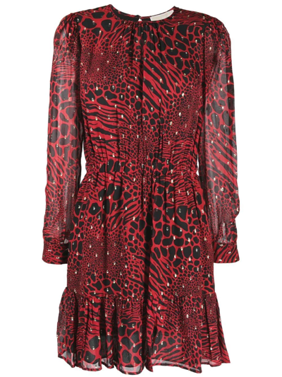 Michael Kors Patchwork Animal Mini Dress In Rosso | ModeSens