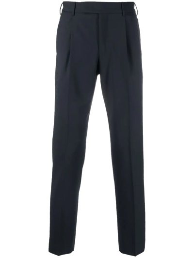 Pt Torino Tapered Virgin-wool Trousers In Blue