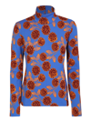 La Doublej Floral-print Turtleneck Top In Blue