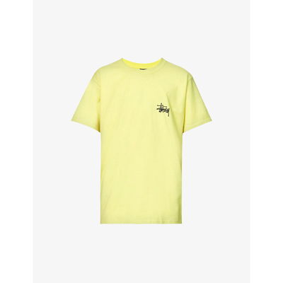 Stussy Basic Logo-print Cotton-jersey T-shirt In Yellow