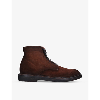 Officine Creative Hopkins Crepe Suede Lace-up Ankle Boots In Brown